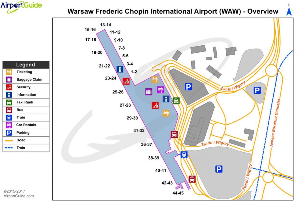 Βαρσοβία waw αεροδρόμιο χάρτης
