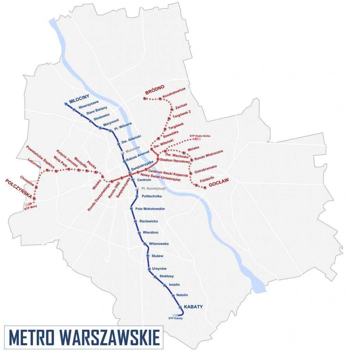 Χάρτης του μετρό της Βαρσοβίας 2016