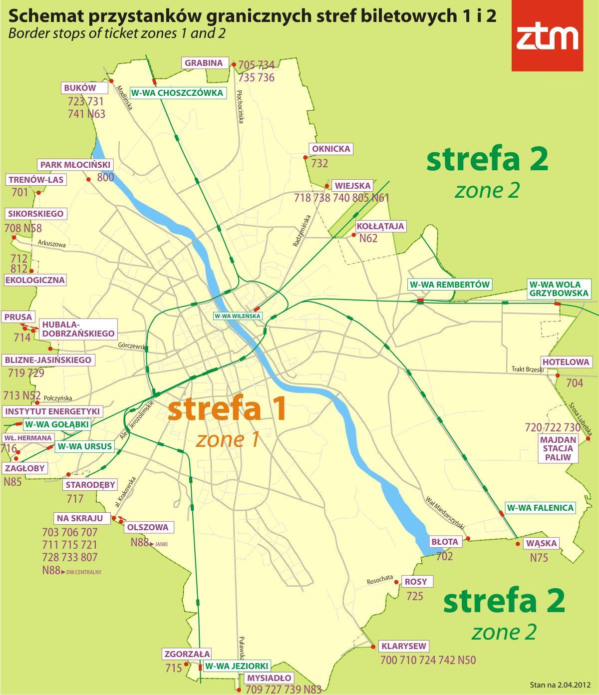Χάρτης της Βαρσοβίας ζώνη 1 2 