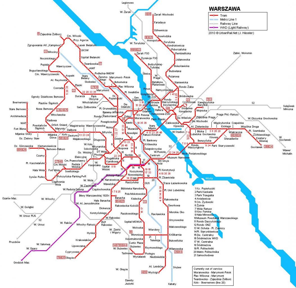 Warsaw χάρτης τρένο