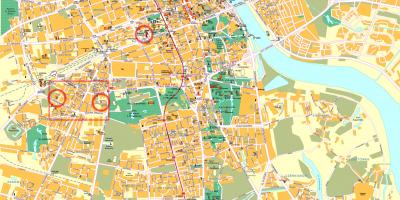 Δρόμο χάρτη από το κέντρο της Βαρσοβίας